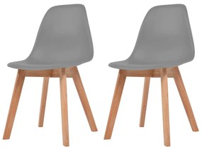 Jedálenské stoličky 2 ks, sivé, plast