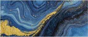 Obraz - Modro-zlatá abstrakcia (120x50 cm)