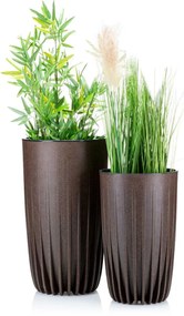 PLASTOVÝ KVETINÁČ STRIPPED ECO 42X25 CM TMAVOHNEDÁ