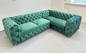 Rohová sedačka rozkladacia CHESTERFIELD Madrid zelená Dĺžka: 380 x 200 cm