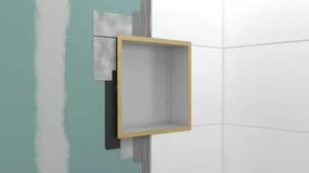 Hansgrohe XtraStoris Individual, výklenok do steny matný čierny, s designovým rámom 300x300x100mm, kartáčovaný bronz, HAN-56098140
