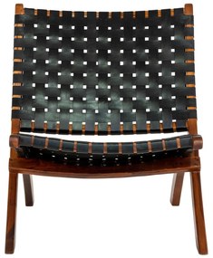 Čierne kožené kreslo s výpletom Perugia - House Nordic