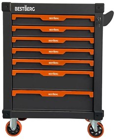 Kovový pojazdný dielenský vozík so 7 zásuvkami BestBerg BBTC-701 / SPCC steel