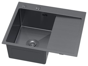 Erga HD, 1-komorový oceľový drez 580x480x210 mm, pravý, grafitová, ERG-MLS-HD5848RB