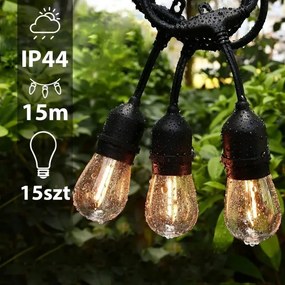 LED vonkajšia dekoratívna reťaz 15xE27/1W/230V 15,94 m IP44 čierna