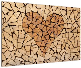 Obraz - Srdce z dreva (90x60 cm)
