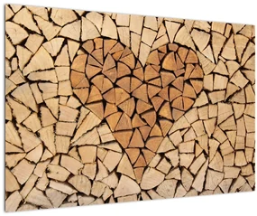 Obraz - Srdce z dreva (90x60 cm)
