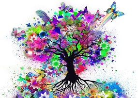 Obraz kvetinový strom plný farieb
