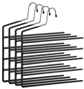 Sada vešiakov na nohavice 4 ks, protišmykové, priestorovo úsporné, čierne