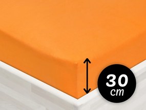 Jersey napínacie prestieradlo na vysoký matrac JR-006 Oranžové 90 x 220 - výška 30 cm