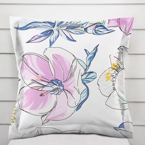 Biante Bavlnená obliečka na vankúš s lemom Sandra SA-394 Veľké akvarelové kvety 50 x 60 cm