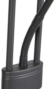 Stojacia lampa čierna s lampou na čítanie vrátane LED a stmievača - Diva 2