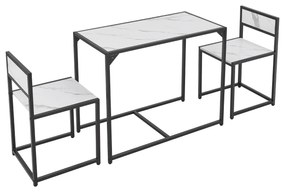 Juskys Súprava kuchynského stola so stolom a 2 stoličkami - mramorový vzhľad