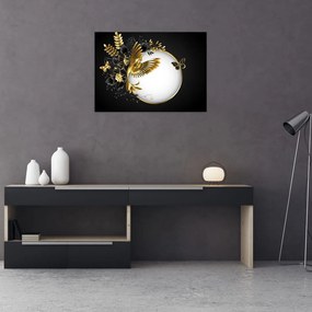 Sklenený obraz - Guľa so zlatými motívmi (70x50 cm)