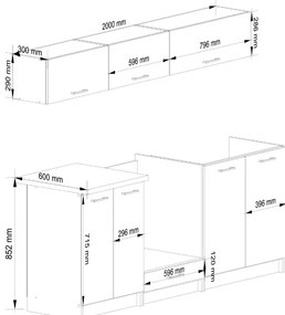 Kuchynská linka OLIWIA G1 2.0 m biela