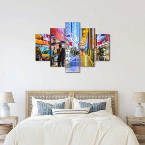 Obraz - Mesto v neónovej žiare (150x105 cm)