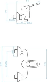 Kuchinox Grace, nástenná sprchová batéria, chrómová, LAV-BKY_040D