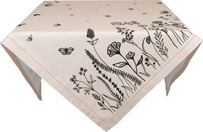 Béžový bavlnený obrus s kvetinami květinami Flora And Fauna - 150*250cm