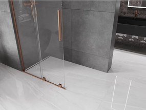 Mexen Velar L, posuvná sprchová zástena Walk-in 90 x 200 cm, 8mm číre sklo, ružové zlato, 871-090-003-03-60