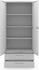 Modulárna kovová multifunkčná skriňa s dvoma zásuvkami sivá MEGAN 1950 x 900 x 400 mm