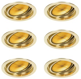 Sada 6 moderných zapustených bodových svetiel zlatá nastaviteľná - Coop 111 Honey