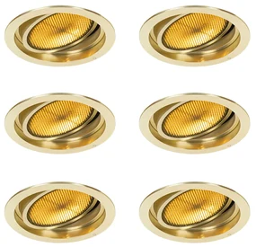 Sada 6 moderných zapustených bodových svetiel zlatá nastaviteľná - Coop 111 Honey