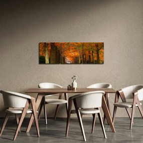 Obraz - Jeseň Alej stromov (s hodinami) (90x30 cm)
