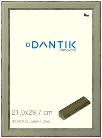 DANTIK rám na obraz 21x29,7 | AKVAREL zelená (Sklo Čiré)
