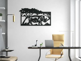 drevko Drevený obraz Nosorožec v savane Rozmer obrazu: 25 x 44,5 cm, Farba dekorácie: Čierna