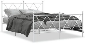 Kovový rám postele s čelom a podnožkou biely 140x190 cm 376569