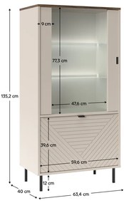 Skriňa EYCO 1D1W, kašmír/dub Castello