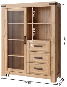 Komoda MORATIZ 1W3S, dub Wotan