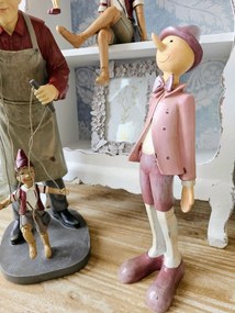 Dekorácia muž s bábkou Pinocchio - 16*14*36 cm