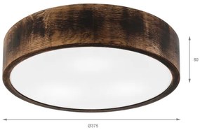 Stropné kúpeľňové svietidlo OAK SMOKY 3xE27/15W/230V IP54, 37,5 cm, dub/hnedá