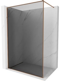 Mexen Kioto-XF, sprchová zástena s rámom 120 x 202 cm, 10mm šedé sklo, profil ružové zlato, 800-120-104-60-40-X