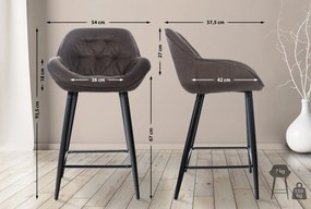 Barová stolička Gibson (SET 2 ks) - látka, kovové nohy čierne - Hnedá