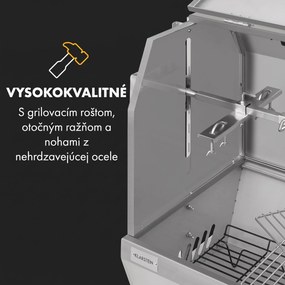 Klarstein Sauenland Pro XL, gril na prasiatko, otočný špíz, 13 W, 4 kolieska, ušľachtilá oceľ