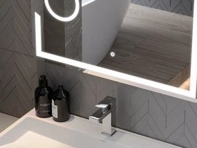 Mexen Onyx, LED kúpeľňové zrkadlo s podsvietením a kozmetickým zrkadielkom 80x60 cm, 6000K, ochrana proti zahmlievaniu, 9813-080-060-611-00