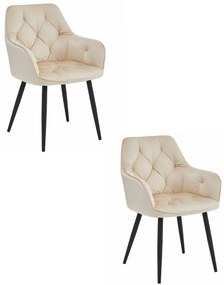 Set dvoch jedálenských stoličiek JORK zamatové, béžové (čierne nohy) 2 ks