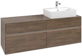 VILLEROY &amp; BOCH Collaro závesná skrinka pod umývadlo na dosku (umývadlo vpravo), 4 zásuvky, s LED osvetlením, 1600 x 500 x 548 mm, Arizona Oak, C136B0VH