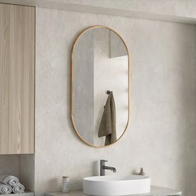 Erga Oval, oválne zrkadlo 55x100cm, zlatý rám, ERG-V01-OVAL-5510-GD