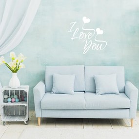 Sablio Samolepka na stenu: nápis I love you - 60x57 cm