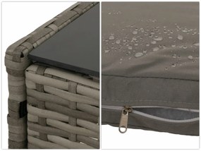 Záhradná súprava 2 kresiel, pohovky a stolíka HWC-N98 - sivá, vankúše svetlosivá