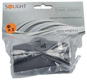 SOLIGHT Zásuvka rozbočovacia P92 IP20/230V/2x10A+1x2,5A, čierna