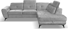 Rohová sedacia súprava Sergio, svetlo šedá látka, pravý roh