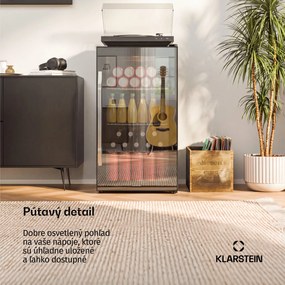 Klarstein Beersafe XXL Onyx, chladnička, energet. trieda E, 3 kovové police, panoramatické sklenené dvierka