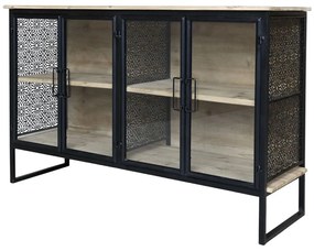 Prírodne čierna kovová drevená komoda/ príborník Vence - 121*38*80 cm