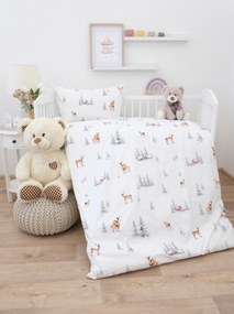 Vianočné bavlnené obliečky Renforcé do postieľky - Zimný les