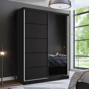Šatníková skriňa SERENITY 133 cm čierny mat MBP SERENITY SZP6/0/B/B/0/HIAL