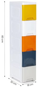 Regál na kolieskach s 5 zásuvkami MB0019-05B